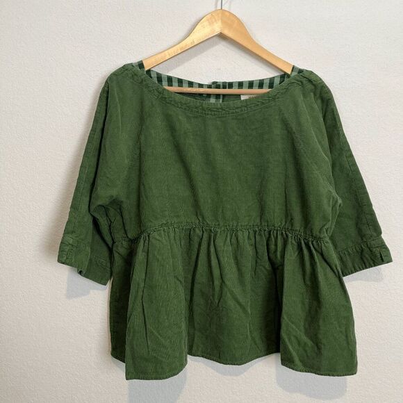 Anthropologie Maeve Green Maria babydoll Button-Back Blouse Women's Size Small - Picture 2 of 5